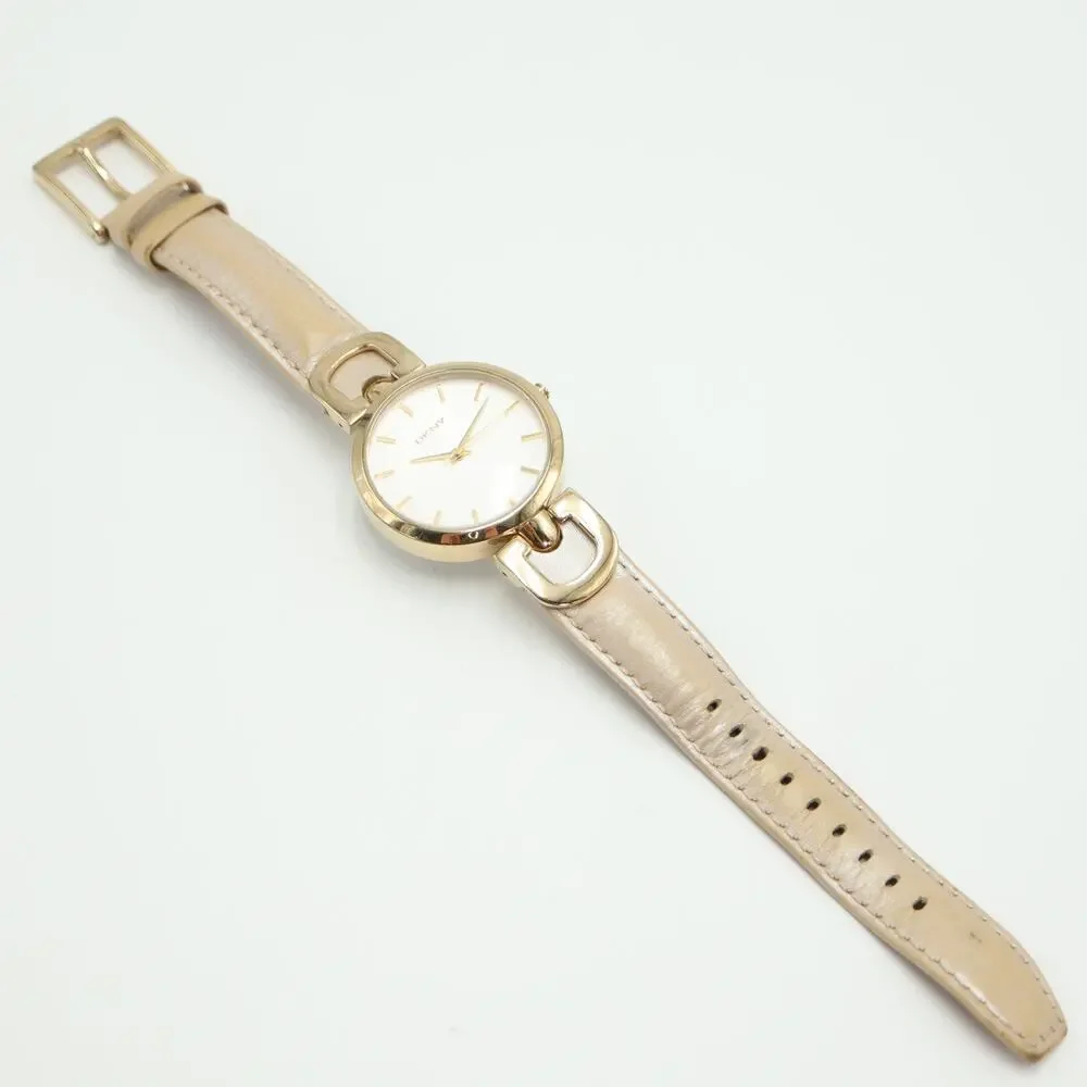DKNY Womens Gold and Silver Tone Watch 36mm Leather Strap with New Battery